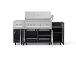 NewAge Outdoor Kitchens Outdoor Grill Island Aluminum 6-Piece Cabinet Set with Casters and 1-Door, Grill Cabinet, Platinum Grill, Dual Side Burner and Dekton in Aeris Countertop - (Liquid Propane) 