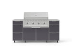 NewAge Outdoor Kitchens Outdoor Grill Island Aluminum 6-Piece Cabinet Set with Casters 3 Drawers, Grill Cabinet, Performance Grill, Countertops-74928-Garage Giant 