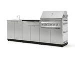 NewAge Outdoor Kitchens Stainless-Steel 5-Piece Cabinet Set with Bar, Sink, Grill Cabinet, Platinum Grill, and Countertop-71248-Garage Giant 