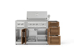 NewAge Outdoor Kitchens Outdoor Grill Island Stainless-Steel Louvered Doors 5-Piece Cabinet Set with 3-Drawer, Grill Cabinet, Dual Side Burner and Platinum Grill - (Natural Gas) 