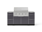 NewAge Outdoor Kitchens Outdoor Grill Island Aluminum 6-Piece Cabinet Set with 3 Drawers, Grill Cabinet, Performance Grill and Countertops-74715-Garage Giant 