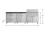 NewAge Outdoor Kitchens Stainless Steel 5-Piece Cabinet Set with Casters and 3 Drawer, Bar, Grill Cabinet, Performance Grill, Countertop-72581-Garage Giant 