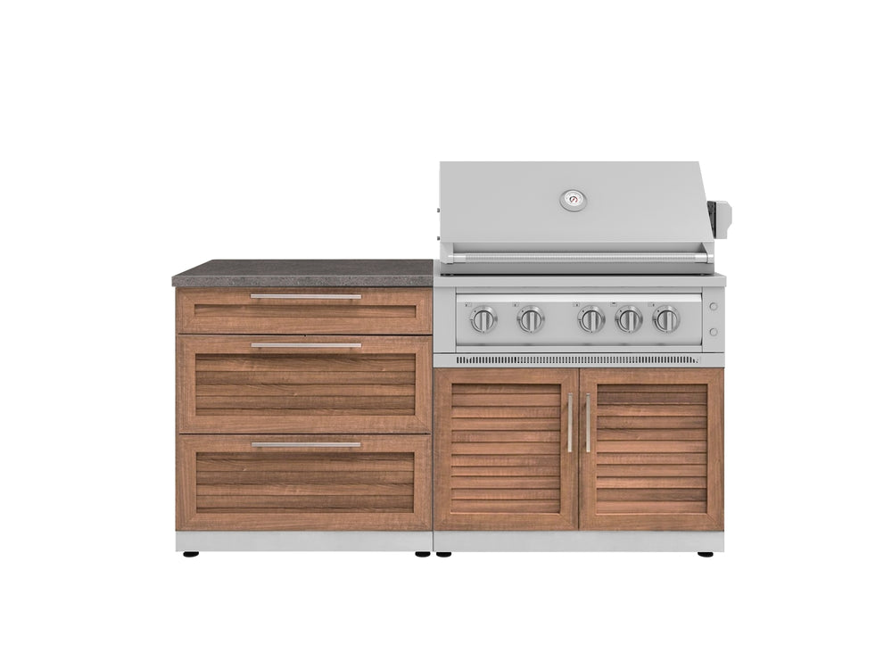 NewAge Outdoor Kitchens Stainless-Steel 4-Piece Cabinet Set with 3 Drawer, Grill Cabinet, Platinum Grill, and Countertop-71677-Garage Giant