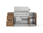 NewAge Outdoor Kitchens Outdoor Grill Island Stainless-Steel Louvered Doors 5-Piece Cabinet Set with 1 Door, 3 Drawer, Grill Cabinet and Platinum Grill - (Liquid Propane) 
