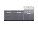 NewAge Outdoor Kitchens Aluminum 5-Piece Cabinet Set With 3 Drawer, Bar, Grill Cabinet, Platinum Grill and Countertop-71046-Garage Giant 