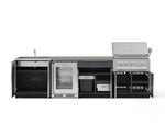 NewAge Outdoor Kitchens Aluminum 6-Piece Cabinet Set with Sink, Bar, Grill Cabinet, Platinum Grill, Countertop and Fridge-72060-Garage Giant 
