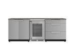 NewAge Outdoor Kitchens Stainless Steel 5-Piece Cabinet Set with 3-Drawer, 2-Door Cabinet, Countertops and Fridge-72123-Garage Giant 