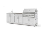 NewAge Outdoor Kitchens Stainless-Steel 5-Piece Cabinet Set with Bar, Sink, Grill Cabinet, Platinum Grill, and Countertop-73440-Garage Giant 