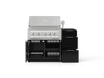 NewAge Outdoor Kitchens Outdoor Grill Island Aluminum 4-Piece Cabinet Set with 3-Drawer, Grill Cabinet, Platinum Grill and Dekton in Sirius Countertop - (Natural Gas) 