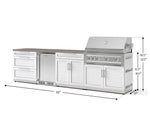 NewAge Outdoor Kitchens Stainless Steel 7-Piece Cabinet Set with 3-Drawer, Bar, Grill Cabinet, Platinum Grill, Countertop, and Stainless Steel Door Fridge-73694-Garage Giant 