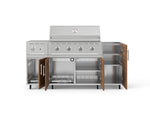 NewAge Outdoor Kitchens Outdoor Grill Island Stainless-Steel Louvered Doors 5-Piece Cabinet Set with Casters and 1-Door, Grill Cabinet, Side Burner and Performance Grill - (Liquid Propane) 