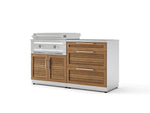 NewAge Outdoor Kitchens Stainless-Steel Louvered Doors 4-Piece Cabinet Set with 3 Drawer, Grill Cabinet, Platinum Griddle and Countertop-75148-Garage Giant 