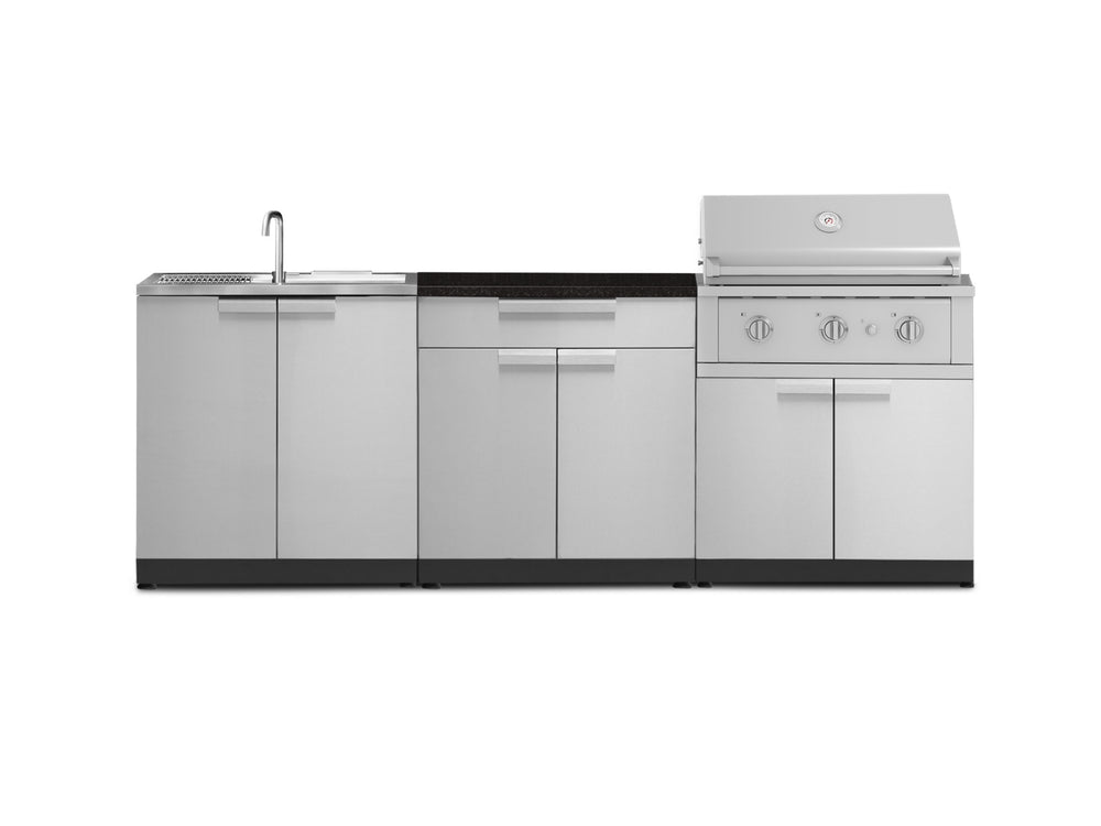 NewAge Outdoor Kitchens Stainless-Steel 5-Piece Cabinet Set with Bar, Sink, Grill Cabinet, Performance Grill, and Countertop-71241-Garage Giant