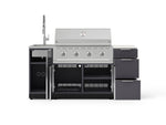 NewAge Outdoor Kitchens Outdoor Grill Island Aluminum 5-Piece Cabinet Set with Sink, 3 Drawer, Grill Cabinet, Performance Grill and Stainless Steel Countertop - (Natural Gas) 