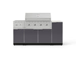 NewAge Outdoor Kitchens Outdoor Grill Island Aluminum 6-Piece Cabinet Set with 1-Door, Grill Cabinet, Performance Grill, Side Burner and Countertop - (Liquid Propane) 