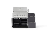 NewAge Outdoor Kitchens Outdoor Grill Island Aluminum 3-Piece Cabinet Set with 3-Drawer, Grill Cabinet and Platinum Grill - (Natural Gas) 