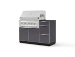 NewAge Outdoor Kitchens Outdoor Grill Island Aluminum 4-Piece Cabinet Set with 3-Drawer, Grill Cabinet, Platinum Grill and Dekton in Sirius Countertop - (Liquid Propane) | Garage Giant 
