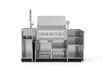 NewAge Outdoor Kitchens Outdoor Grill Island Stainless-Steel 5-Piece Cabinet Set with Sink, 1 Door, Grill Cabinet, Platinum Grill and Stainless Steel Countertop - (Liquid Propane) 