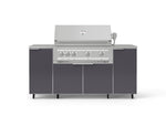 NewAge Outdoor Kitchens Outdoor Grill Island Aluminum 6-Piece Cabinet Set with Casters and 1 Door, Grill Cabinet, Platinum Grill, Countertops-74895-Garage Giant 