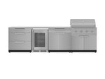 NewAge Outdoor Kitchens Stainless Steel 7-Piece Cabinet Set with 3-Drawer, Bar, Grill Cabinet, Performance Grill, Countertops and Fridge-66586-Garage Giant 