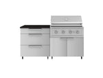 NewAge Outdoor Kitchens Stainless Steel 4-Piece Cabinet Set with Casters and 3 Drawer, Grill Cabinet, Performance Grill, Countertop-72139-Garage Giant 