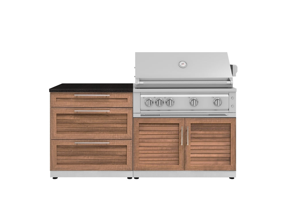 NewAge Outdoor Kitchens Stainless-Steel 4-Piece Cabinet Set with 3 Drawer, Grill Cabinet, Platinum Grill, and Countertop-71645-Garage Giant