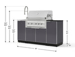 NewAge Outdoor Kitchens Outdoor Grill Island Aluminum 5-Piece Cabinet Set with Sink, 1 Door, Grill Cabinet, Platinum Grill and Stainless Steel Countertop - (Natural Gas) 