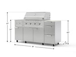 NewAge Outdoor Kitchens Outdoor Grill Island Stainless-Steel 6-Piece Cabinet Set with Casters and 3-Drawer, Grill Cabinet, Performance Grill, Side Burner and Dekton in Aeris Countertop - (Liquid Propane) 