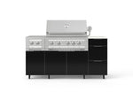 NewAge Outdoor Kitchens Outdoor Grill Island Aluminum 6-Piece Cabinet Set with Casters and 3-Drawer, Grill Cabinet, Platinum Grill, Dual Side Burner and Dekton in Aeris Countertop - (Liquid Propane)-95992-Garage Giant 