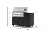 NewAge Outdoor Kitchens Outdoor Grill Island Stainless-Steel 4-Piece Cabinet Set with Casters and 3-Drawer, Grill Cabinet, Platinum Grill and Dekton in Aeris Countertop - (Liquid Propane) 