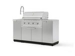 NewAge Outdoor Kitchens Outdoor Grill Island Stainless-Steel 5-Piece Cabinet Set with Sink, 1 Door, Grill Cabinet, Performance Grill and Stainless Steel Countertop-75382-Garage Giant 