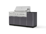 NewAge Outdoor Kitchens Outdoor Grill Island Aluminum 6-Piece Cabinet Set with 1-Door, Grill Cabinet, Platinum Grill, Dual Side Burner and Dekton in Sirius Countertop - (Natural Gas) | Garage Giant 