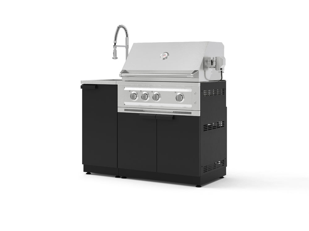 NewAge Outdoor Kitchens Outdoor Grill Island Stainless-Steel 3-Piece Cabinet Set with Sink, Grill Cabinet, and Platinum Grill | 76366