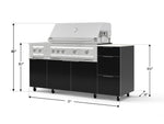 NewAge Outdoor Kitchens Outdoor Grill Island Aluminum 6-Piece Cabinet Set with Casters and 3-Drawer, Grill Cabinet, Platinum Grill, Dual Side Burner and Dekton in Aeris Countertop - (Liquid Propane) 