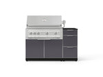 NewAge Outdoor Kitchens Outdoor Grill Island Aluminum 4-Piece Cabinet Set with 3-Drawer, Grill Cabinet, Platinum Grill and Dekton in Sirius Countertop - (Natural Gas) 