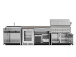 NewAge Outdoor Kitchens Stainless Steel 6-Piece Cabinet Set with Sink, Bar, Grill Cabinet, Platinum Grill, Countertop and Fridge-72086-Garage Giant 