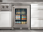 NewAge Outdoor Kitchens Stainless Steel 7-Piece Cabinet Set with 3-Drawer, Bar, Grill Cabinet, Platinum Grill, Countertop, and Glass Door Fridge-73708-Garage Giant 