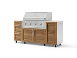 NewAge Outdoor Kitchens Outdoor Grill Island Stainless-Steel Louvered Doors 6-Piece Cabinet Set with Casters 1 Door, 3 Drawer, Grill Cabinet, Performance Grill and Dekton in Aeris Countertops - (Liquid Propane) | Garage Giant 