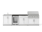 NewAge Outdoor Kitchens Stainless Steel 6-Piece Cabinet Set with Sink, Bar, Grill Cabinet, Performance Grill, Countertop and Glass Door Fridge-73775-Garage Giant 