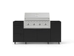 NewAge Outdoor Kitchens Outdoor Grill Island Stainless-Steel 5-Piece Cabinet Set with Casters 1 Door, 3 Drawer, Grill Cabinet and Performance Grill - (Liquid Propane) 