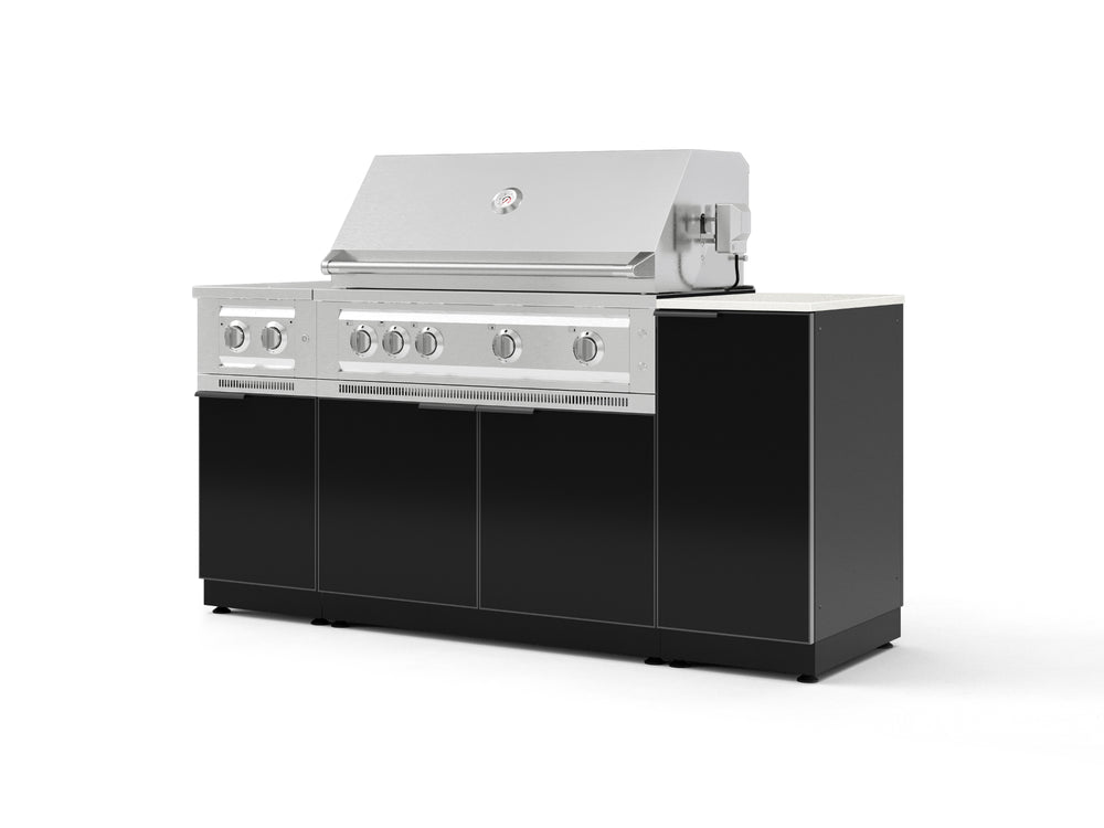 NewAge Outdoor Kitchens Outdoor Grill Island Aluminum 6-Piece Cabinet Set with 1-Door, Grill Cabinet, Platinum Grill, Dual Side Burner and Dekton in Aeris Countertop - (Natural Gas) | Garage Giant