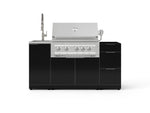 NewAge Outdoor Kitchens Outdoor Grill Island Aluminum 5-Piece Cabinet Set with Sink, 3 Drawer, Grill Cabinet, Platinum Grill and Stainless Steel Countertop - (Liquid Propane) 