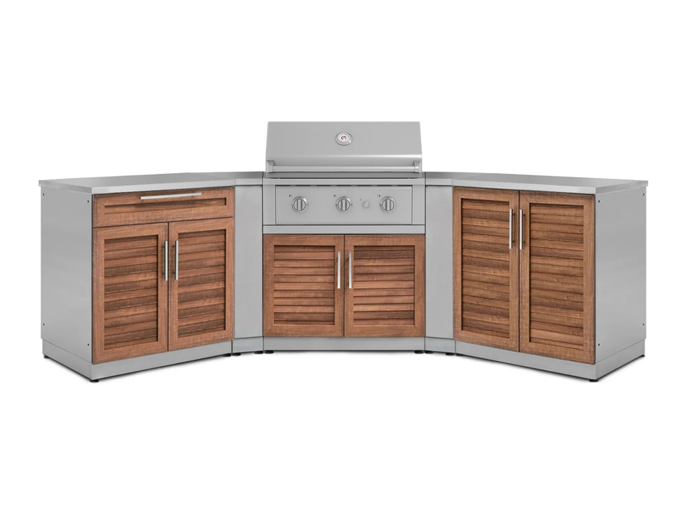 NewAge Outdoor Kitchens Stainless Steel 7-Piece Cabinet Set with 2 Door, Bar, Corner, Grill Cabinet, Performance Grill, and Countertops | 71015