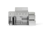 NewAge Outdoor Kitchens Outdoor Grill Island Stainless-Steel 6-Piece Cabinet Set with Casters and 3-Drawer, Grill Cabinet, Performance Grill, Side Burner and Dekton in Aeris Countertop - (Liquid Propane) 