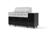 NewAge Outdoor Kitchens Outdoor Grill Island Aluminum 6-Piece Cabinet Set with Casters and 1-Door, Grill Cabinet, Performance Grill, Side Burner and Dekton in Aeris Countertop - (Liquid Propane) | Garage Giant 