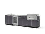 NewAge Outdoor Kitchens Aluminum 6-Piece Cabinet Set with Sink, Bar, Grill Cabinet, Platinum Griddle, Countertop and Glass Door Fridge-75129-Garage Giant 