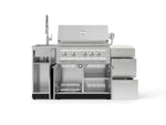 NewAge Outdoor Kitchens Outdoor Grill Island Stainless-Steel 5-Piece Cabinet Set with Sink, 3 Drawer, Grill Cabinet, Platinum Grill and Stainless Steel Countertop - (Liquid Propane) 