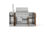 NewAge Outdoor Kitchens Outdoor Grill Island Stainless-Steel Louvered Doors 5-Piece Cabinet Set with Sink, 1 Door, Grill Cabinet, Performance Grill and Stainless Steel Countertop - (Natural Gas) 