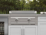 NewAge Outdoor Kitchens Stainless Stee Louvered Door 6-Piece Cabinet Set with Sink, Bar, Grill Cabinet, Platinum Griddle, Countertop and Glass Door Fridge-75127-Garage Giant 