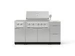 NewAge Outdoor Kitchens Outdoor Grill Island Stainless-Steel 6-Piece Cabinet Set with 3-Drawer, Grill Cabinet, Platinum Grill, Dual Side Burner and Dekton in Aeris Countertop - (Liquid Propane) 